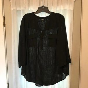Torrid Harper Black Window 3/4 Sleeve Sz 2